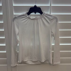 Copper Key Girls Women's White Ruffle-Neck Long Sleeve Top